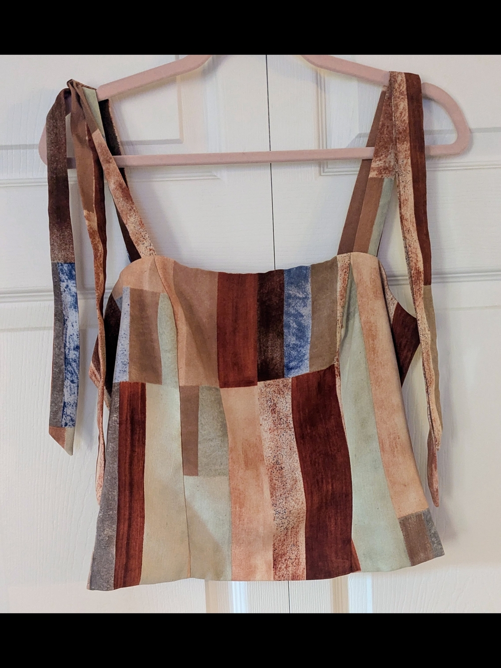 Maison D'Amelie Size 6 Tie-Shoulder Women’s Tank Top in Earth Tones